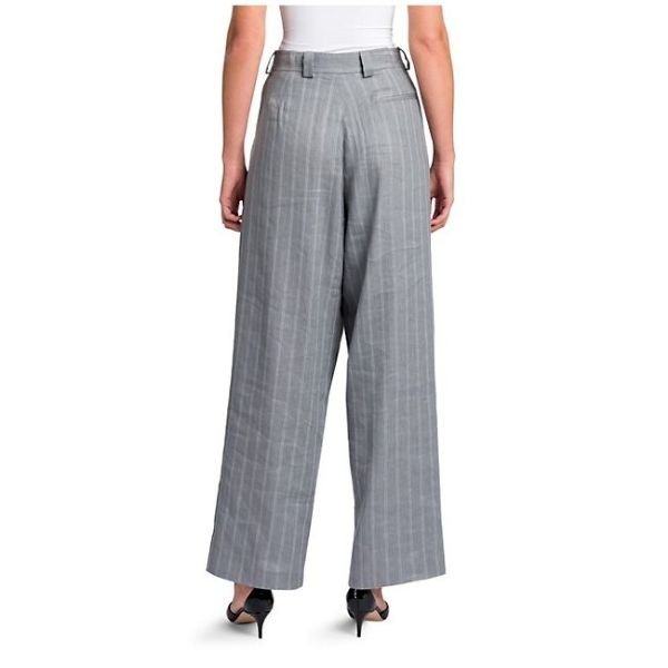 Giorgio Armani Striped Linen  Amp  Silk Pleated Trousers